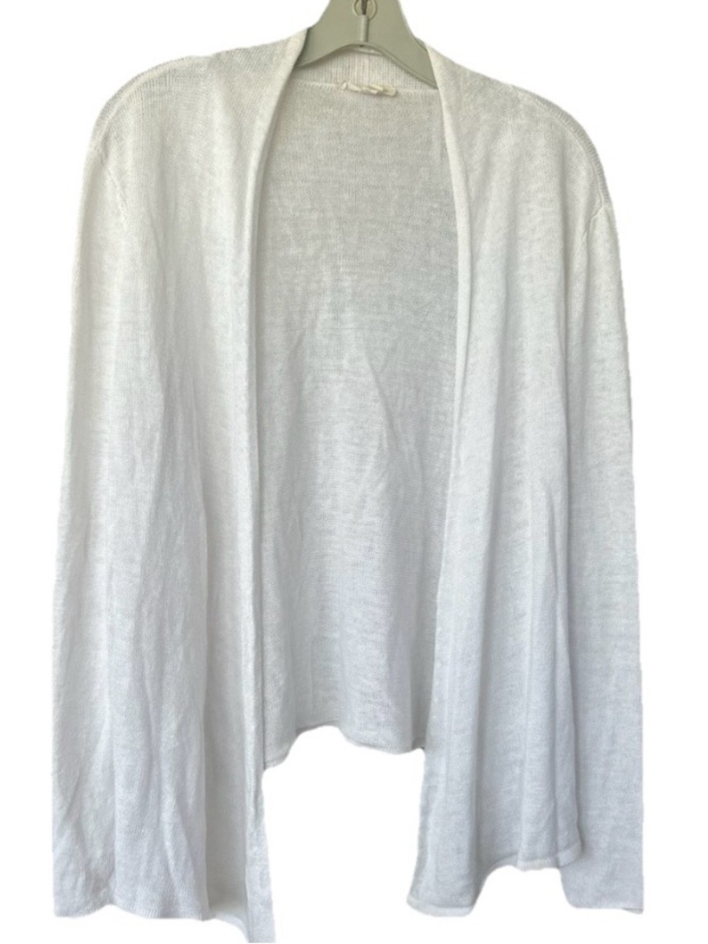 Eileen Fisher 100% Linen Open Front Cardigan Ivory Women’s L Lightweight